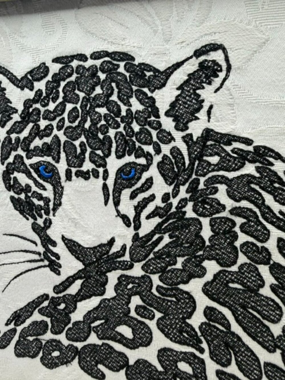 Homemade Black & White Cheetah Embroidery Art - Picture 3 of 6